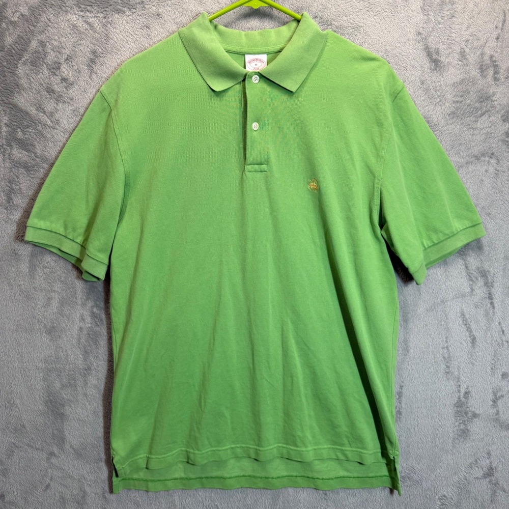 Brooks Brothers Polo Shirt Classic Fit Short Sleeve Green Cotton Mens M‎